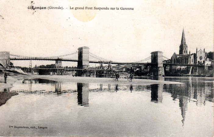 07 Langon Le grand pont suspendu sur la Garonne