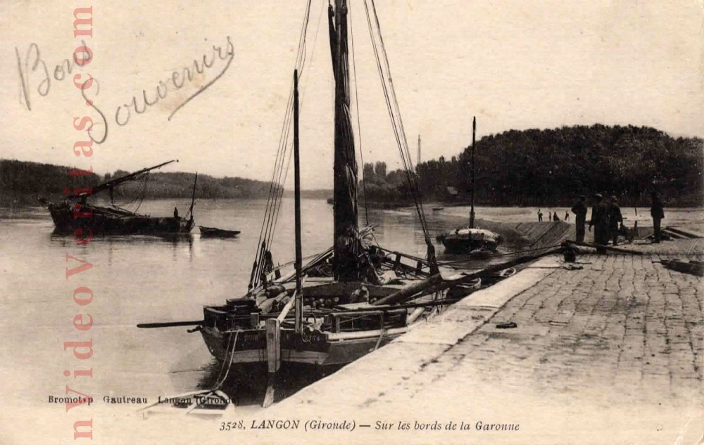13 CPA Langon Sur les bords de la Garonne