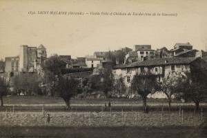 Saint Macaire Vieille Ville et Chateau de Tardes vus de la Garonne
