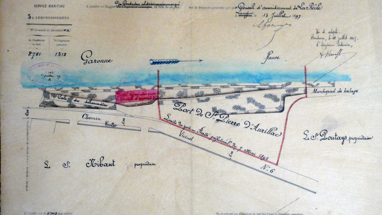 Plan de la construction de la cale 1897